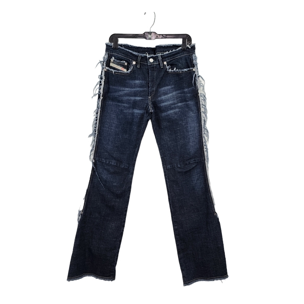 Diesel Industry Women's Cotton Blend Vintage Ripped Outseam Flared Jeans - 32